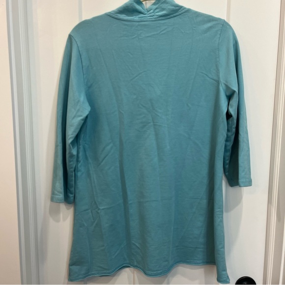 CMC Color Me Cotton Women’s Sweatshirt Size Small Teal Blue Cowl Neck Laganlook - Picture 9 of 9